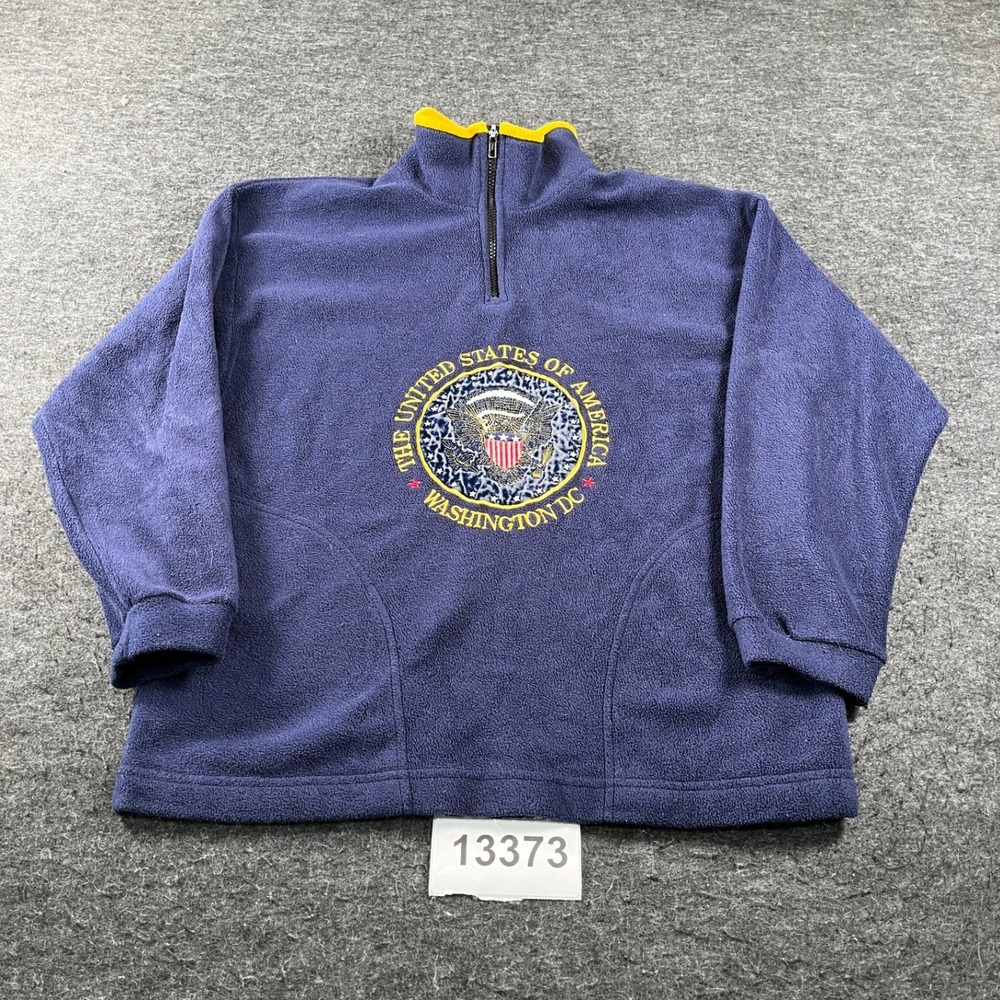 Vintage Americana Made in USA Sweatshirt Mens Medium Blue Quarter Zip